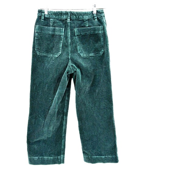 Madewell Slim Emmett Wide Leg Whale Corduroy Crop Pants Women's 27 Green Ankle - Picture 9 of 10